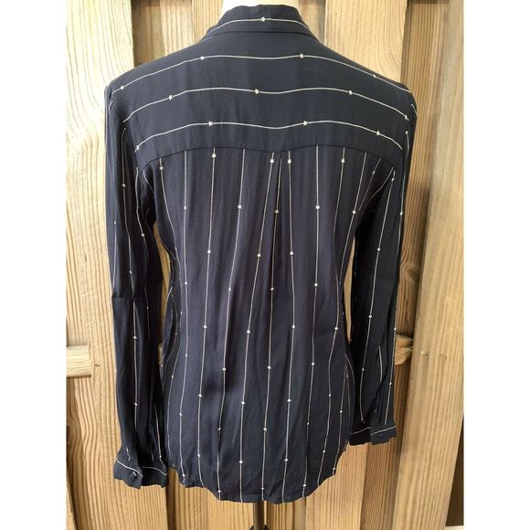 Rails Black Stars Stripes Neck Tie Blouse - Picture 6 of 8